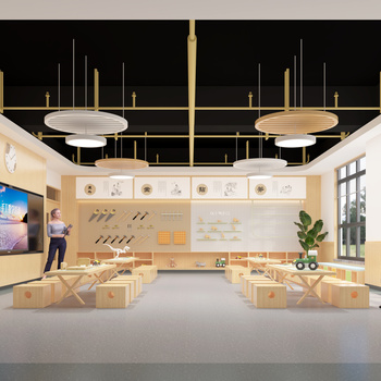 现代幼儿园手工教室3d模型下载