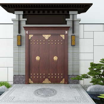 新中式景观大门3d模型下载