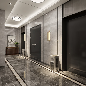 新中式电梯间3d模型下载