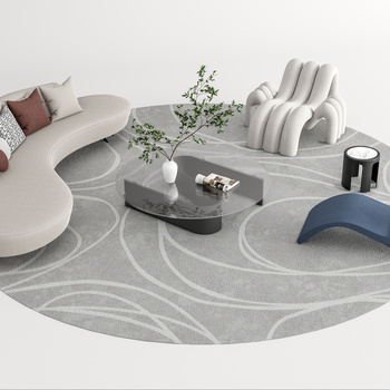 现代圆形沙发茶几组合su模型