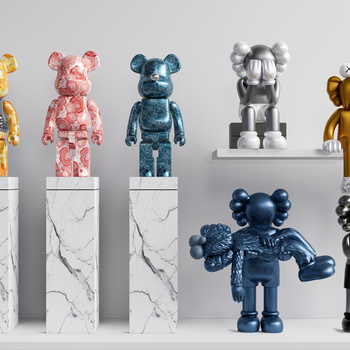  Kaws 现代小熊雕塑 3d模型