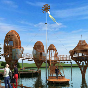 现代滨水景观3d模型