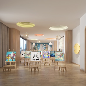 现代幼儿园绘画室3d模型