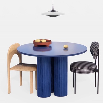 北欧圆桌餐桌椅su模型