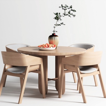 现代实木餐桌椅组合su模型