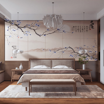新中式家居卧室 3d模型