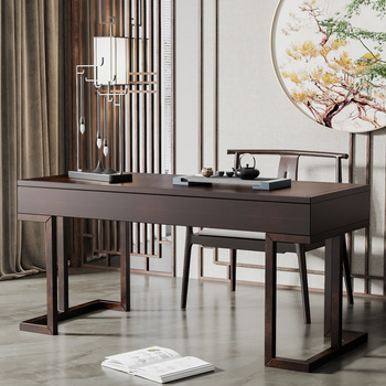 新中式实木书桌椅3d模型