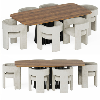 Dining 现代餐桌椅组合3d模型