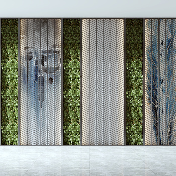 现代绿植墙 3d模型