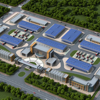 现代工业厂房建筑3d模型下载