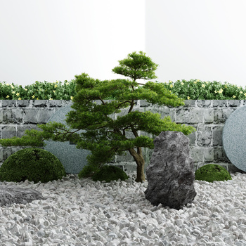 新中式庭院景观小品3d模型下载