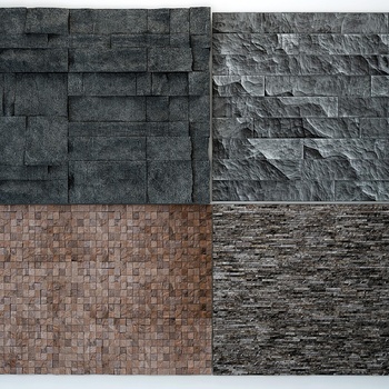 现代文化石背景墙3d模型下载