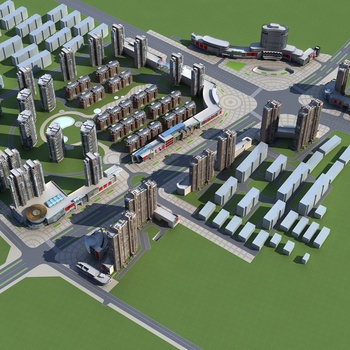 现代小区鸟瞰3d模型下载