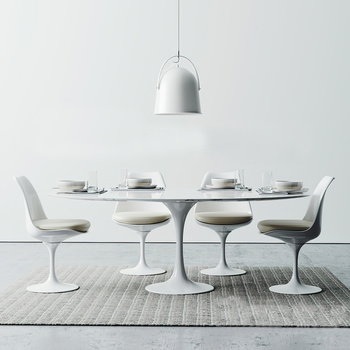 现代大理石餐桌椅 su模型