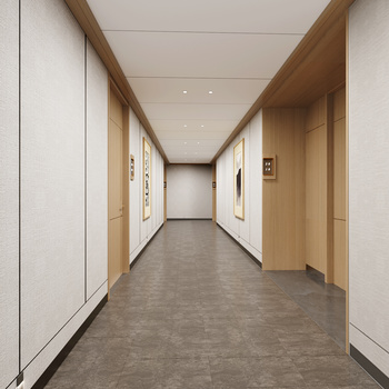 新中式酒店玄关过道3d模型下载