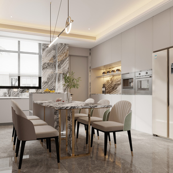 现代轻奢简约客餐厅3d模型下载id:107434316品牌:奢简灯光:材质:风格