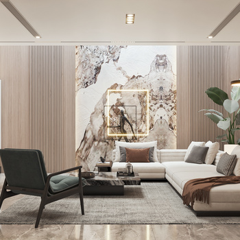 现代地下室客厅3d模型下载