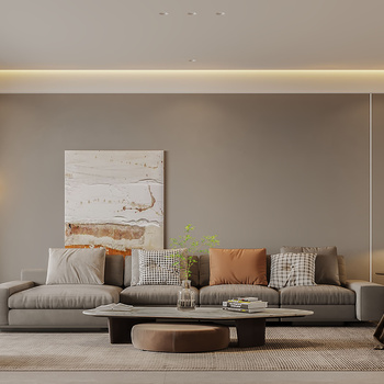 现代高级灰客厅3d模型下载