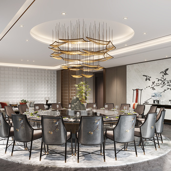 新中式宴会厅3d模型