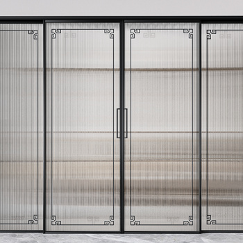 新中式玻璃推拉门组合3d模型下载