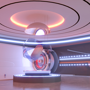 现代未来时间胶囊展览展示3d模型下载