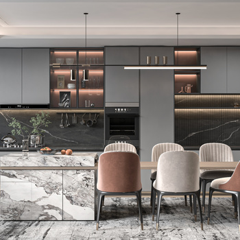 现代开放式厨房3d模型下载