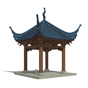 中式凉亭su模型下载