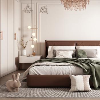 法式轻奢复古卧室3d模型下载