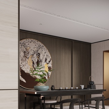 新中式售楼处茶室3d模型