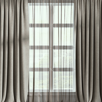 现代麻布窗帘3d模型