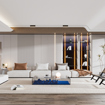 现代简约客厅3d模型下载