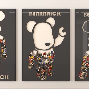 现代网红暴力熊积木熊装饰画