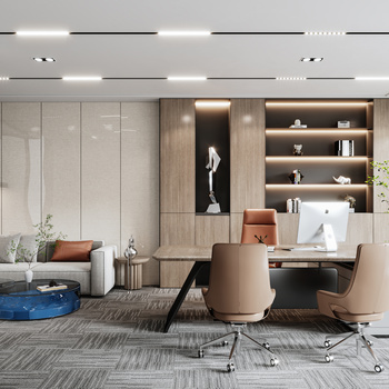 现代总经理办公室3d模型下载