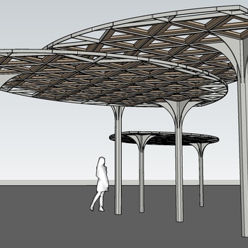 现代网架凉亭su模型下载