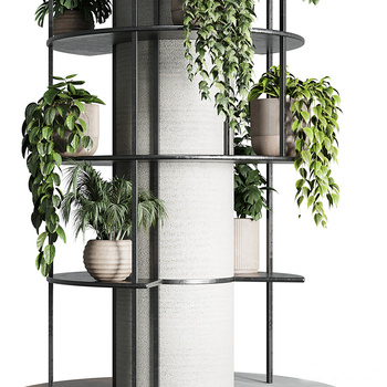 现代柱子绿植架3d模型下载