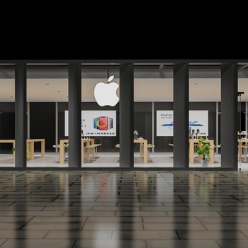 现代苹果手机店门头3d模型