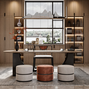 新中式书房3d模型下载