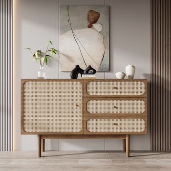 日式藤编边柜3d模型下载