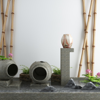 新中式景观小品3d模型下载