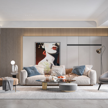 现代客厅3d模型下载