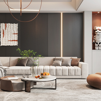 现代客厅3d模型下载