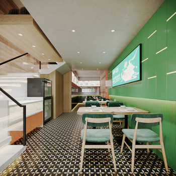 现代民族特色快餐厅3d模型下载