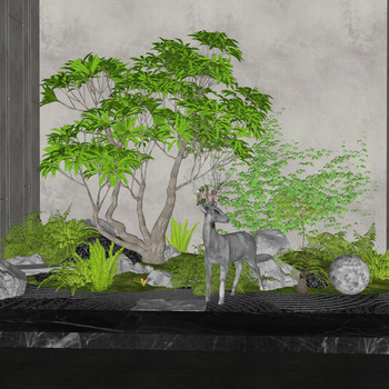 中式庭院景观小品su模型下载