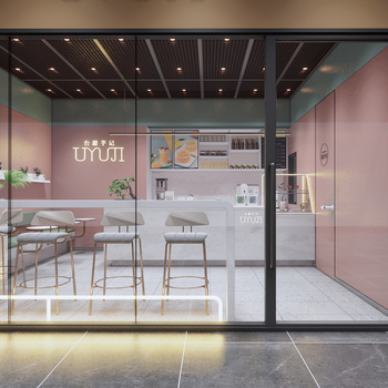 现代奶茶店su模型下载