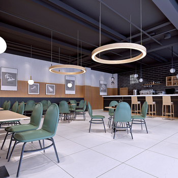 现代简约咖啡厅3d模型下载