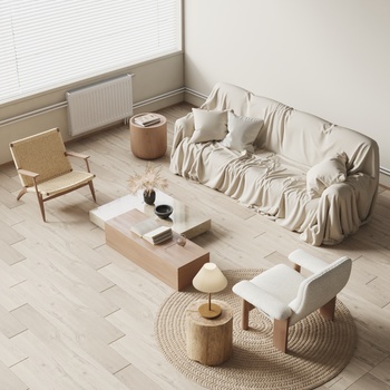 bolia侘寂风沙发茶几组合3d模型下载