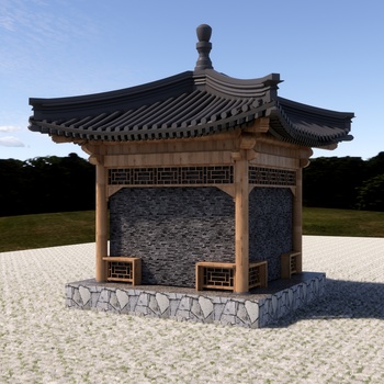 中式亭子su模型下载