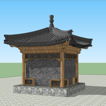 中式亭子su模型下载