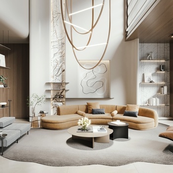 现代复式客厅3d模型下载