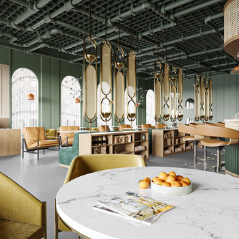 现代西餐厅3d模型下载